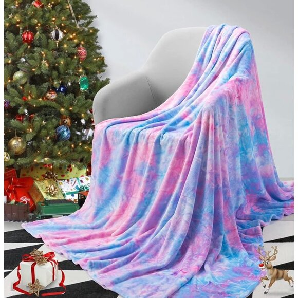 Elegear Rainbow Throw Girls Blanket, Unique Tie-dye Flannel Blanket Super Soft 5 - Picture 1 of 6